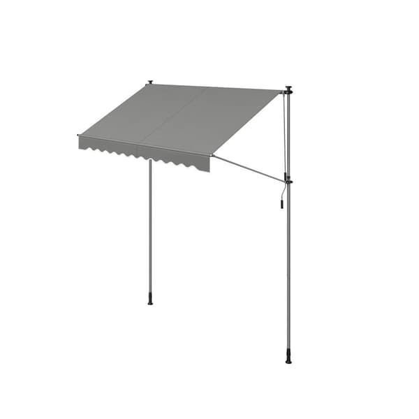 Rootz Grey Clamp Markise med håndsving - Udendørs baldakin - Solskærm - Pulverlakeret stål - Aluminiumslegering - Polyester med PA-coating - 250 cm x