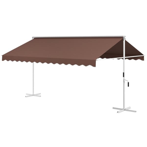 Rootz vapaasti seisova markiisi - Patiovarjostin - Ulkokatos - Kallistussäädettävä - Kampi - Metallirunko - 450cm x 340cm x 255cm - Ruskea