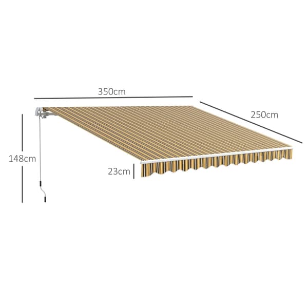 Rootz markiisi - Aurinkosuoja - Ulkovarjostin - Kestävää polyesteriä - Helppokäyttöinen - Säänkestävä - 3,5 m x 2,5 m - Keltainen + harmaa