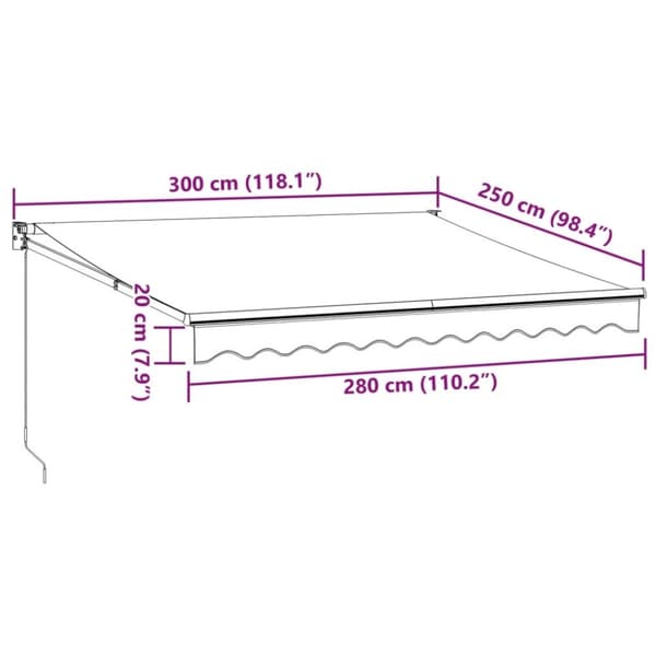 vidaXL Uttrekkbar markise antrasitt og hvit 3x2,5 m stoff og aluminium