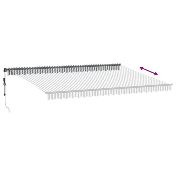 vidaXL Markis automatiskt infällbar med LEDs antracit&vit 500x350 cm