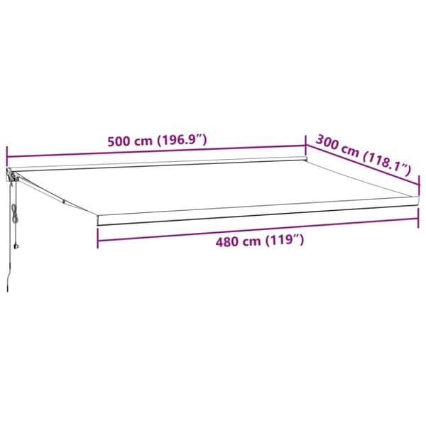 vidaXL Kelattava markiisi antrasiitti/valkoinen 5x3 m kangas/alumiini