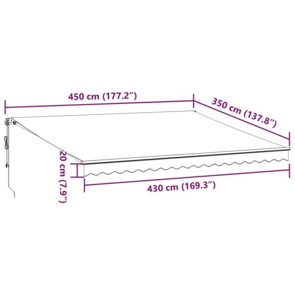 vidaXL Automatisk uttrekkbar markise med LED burgunder 450x350 cm