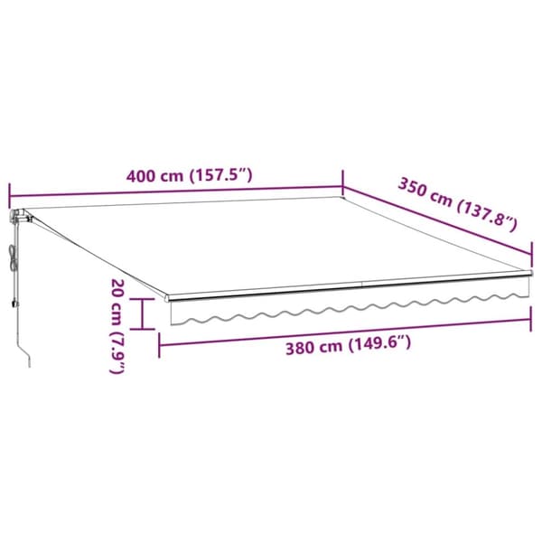 vidaXL Automatisk uttrekkbart markise antrasitt og hvit 400x350 cm