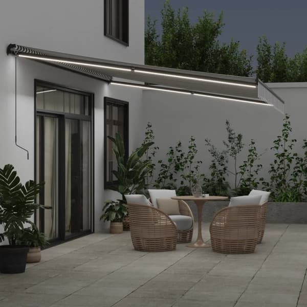 vidaXL Markis automatiskt infällbar antracit och vit 500x350 cm