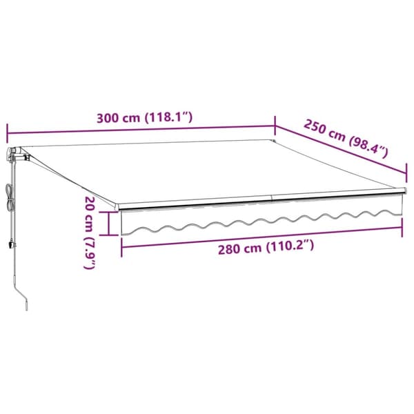 vidaXL Automatisk uttrekkbar markise burgunder 300x250 cm