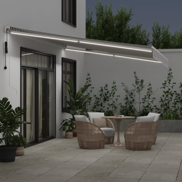 vidaXL Automatisk uttrekkbar markise LED antrasitt og hvit 500x350 cm