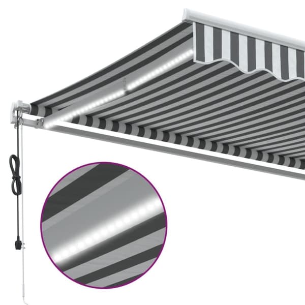 vidaXL Automatisk uttrekkbar markise LED antrasitt og hvit 500x350 cm