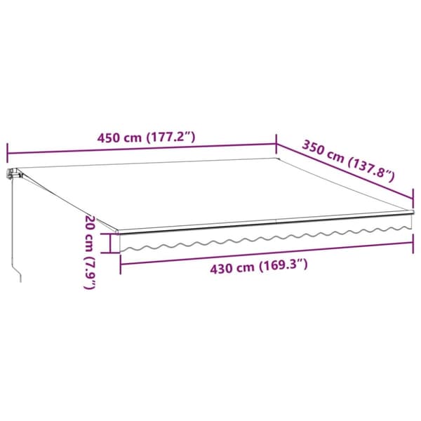 vidaXL markise med LED-lys 450x350 cm manuel betjening brun