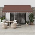 Miniatyrbillede 1 af 11: vidaXL markise med LED-lys 400x300 cm automatisk betjening brun