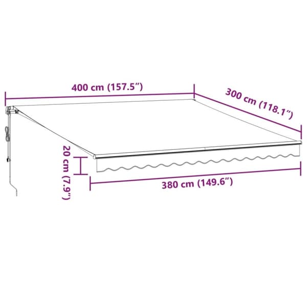 vidaXL Automatisk uttrekkbar markise burgunder 400x300 cm
