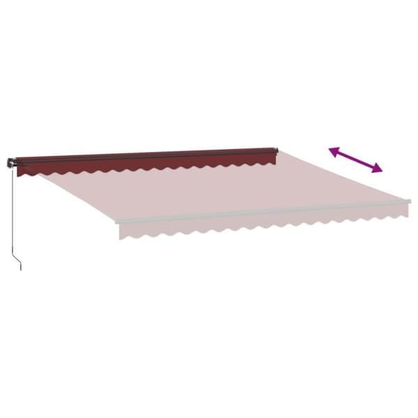 vidaXL Manuell uttrekkbar markise med LED burgunder 450x350 cm