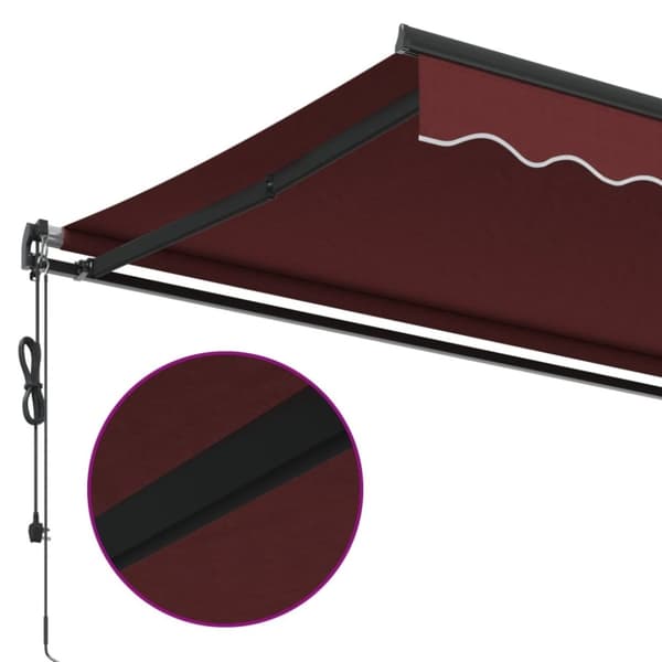 vidaXL Automatisk uttrekkbar markise med LED burgunder 300x250 cm