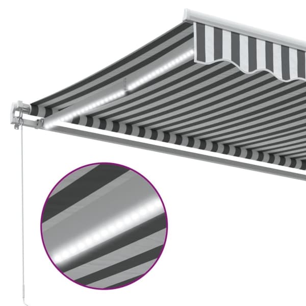 vidaXL Manuell uttrekkbar markise med LED antrasitt og hvit 500x350 cm
