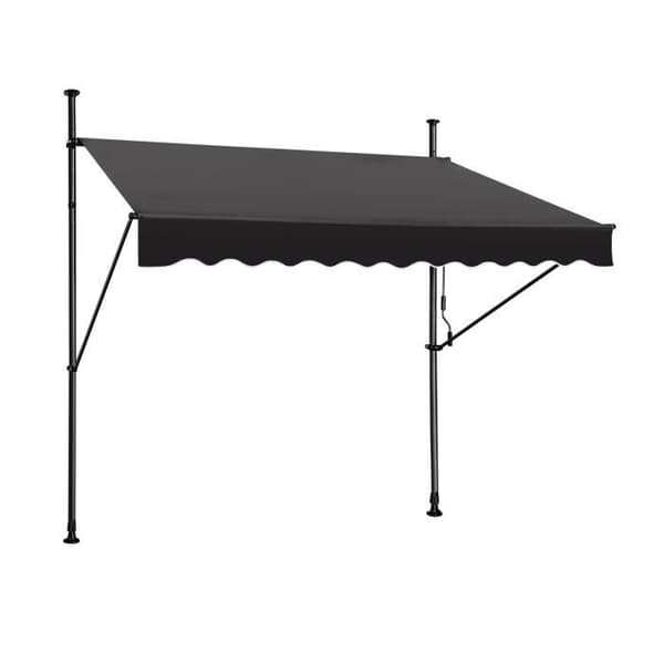 YUENFONG 300 x 120 cm Balkonggardin med vev - Sekretessskärm - Manuellt infällbar - UV-beständig, antracit