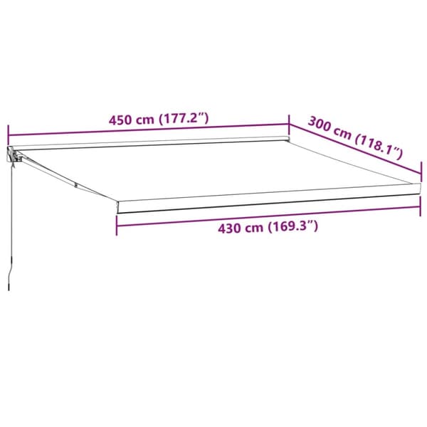 vidaXL Markis infällbar antracit och vit 4,5x3 m tyg&aluminium
