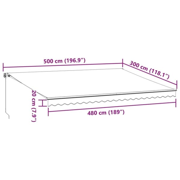 vidaXL Manuell uttrekkbar markise burgunder 500x300 cm
