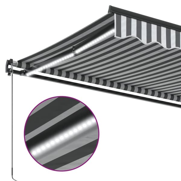 vidaXL Manuell uttrekkbar markise med LED antrasitt og hvit 500x300 cm