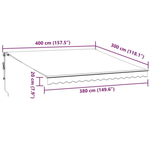 vidaXL Automatisk uttrekkbart markise antrasitt og hvit 400x300 cm