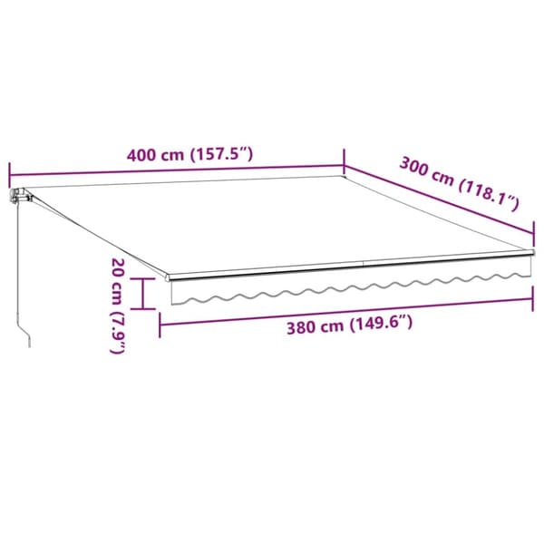 vidaXL Manuell uttrekkbar markise med LED antrasitt og hvit 400x300 cm