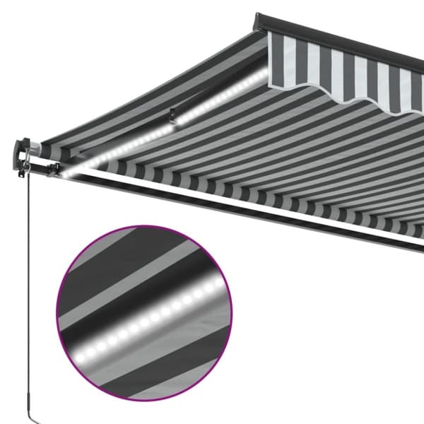 vidaXL Manuell uttrekkbar markise med LED antrasitt og hvit 400x350 cm