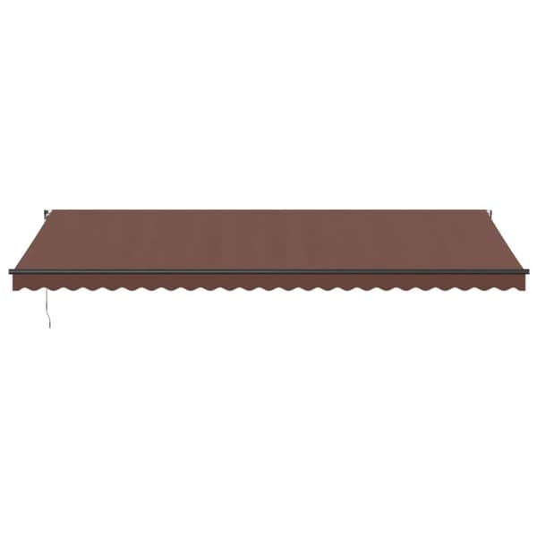 vidaXL Markis manuellt infällbar med LEDs brun 600x350 cm