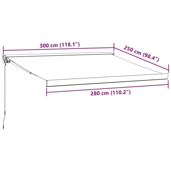 vidaXL Uttrekkbar markise antrasitt og hvit 3x2,5 m stoff og aluminium