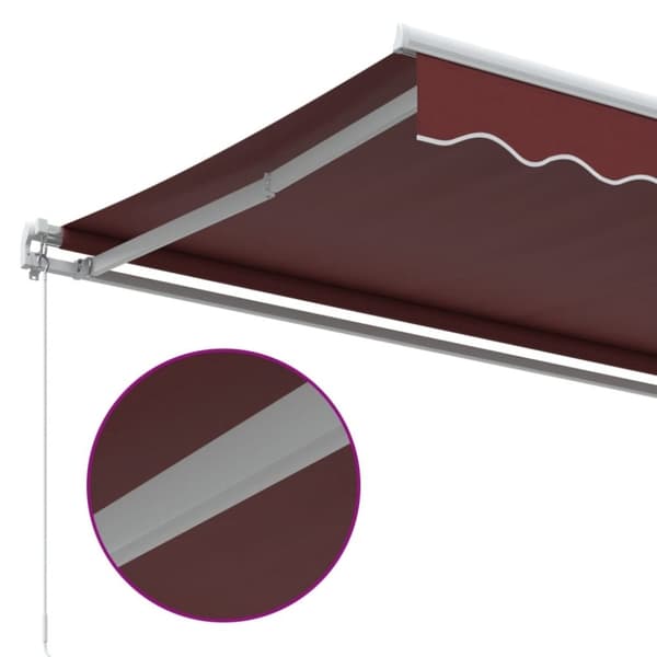 vidaXL Markis manuellt infällbar vinröd 450x300 cm