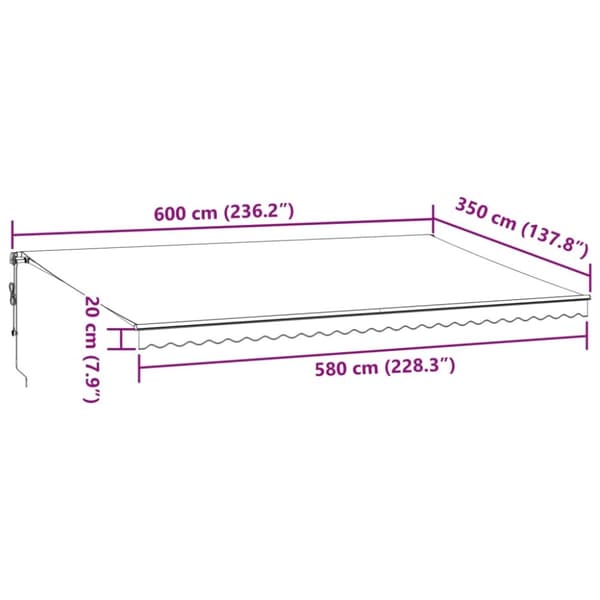 vidaXL Automatisk uttrekkbart markise antrasitt og hvit 600x350 cm