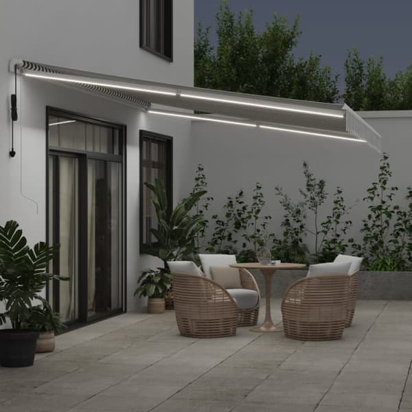 vidaXL markise m. LED 500x300 cm automatisk betjening antracitgrå hvid