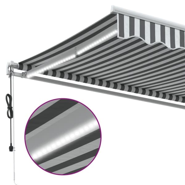 vidaXL Automatisk uttrekkbar markise LED antrasitt og hvit 500x300 cm