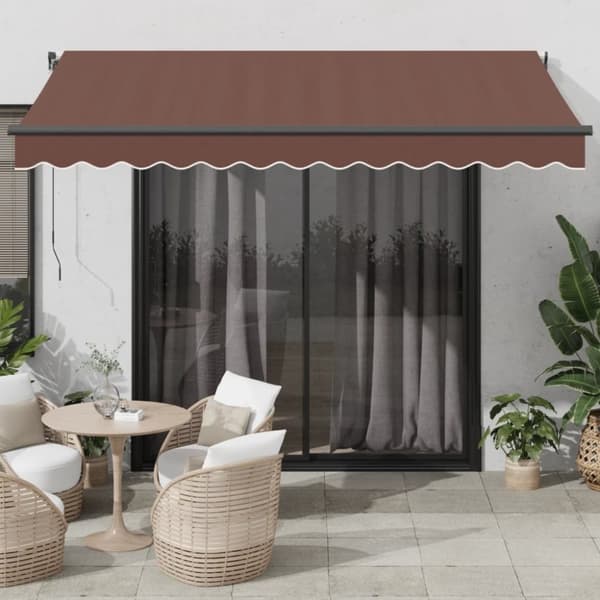 vidaXL Käsin kelattava markiisi LEDit ruskea 350x250 cm