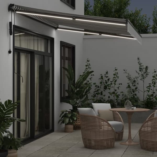 vidaXL Automaattimarkiisi LEDit antrasiitti/valkoinen 350x250 cm