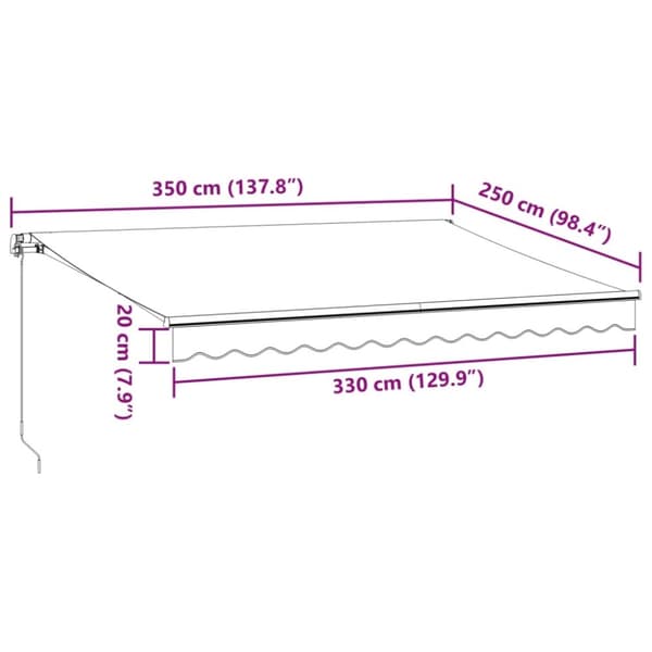vidaXL Käsin kelattava markiisi LEDit viininpunainen 350x250 cm