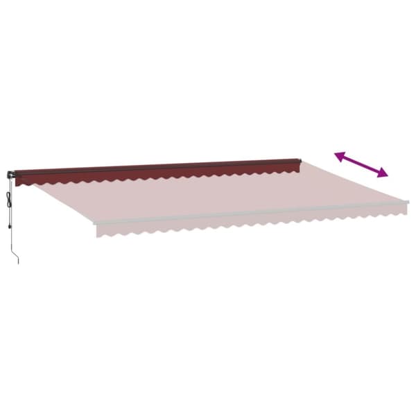 vidaXL Markis automatiskt infällbar med LEDs vinröd 600x300 cm