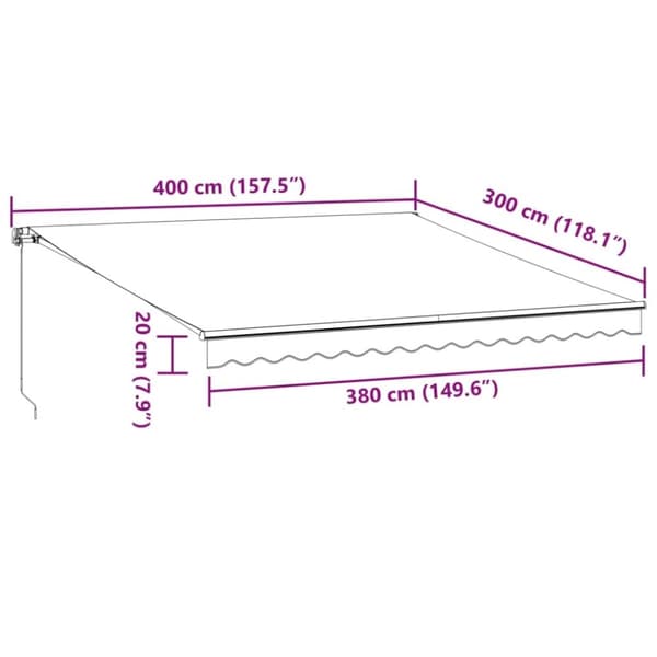 vidaXL Manuell uttrekkbar markise med LED brun 400x300 cm
