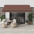 Miniatyrbilde 1 av 11: vidaXL Manuell uttrekkbar markise med LED brun 400x300 cm