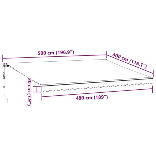 vidaXL Markis automatiskt infällbar antracit&vit 500x300 cm