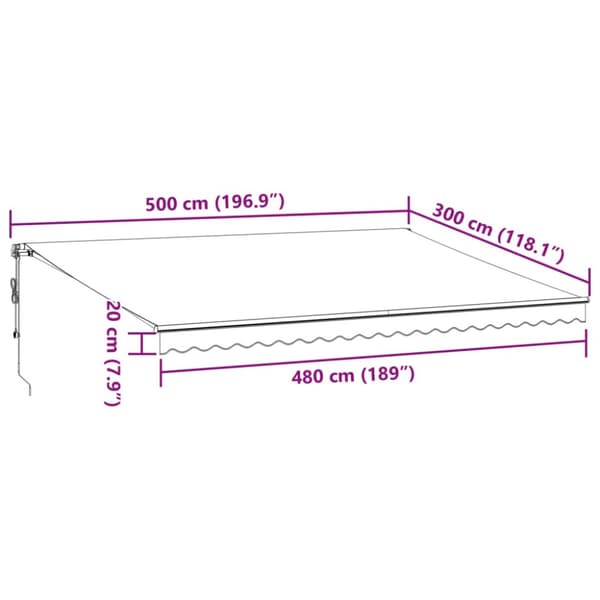 vidaXL markise 450x350 cm automatisk betjening antracitgrå og hvid
