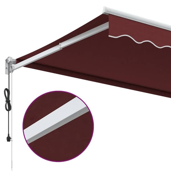 vidaXL Markis automatiskt infällbar vinröd 450x300 cm