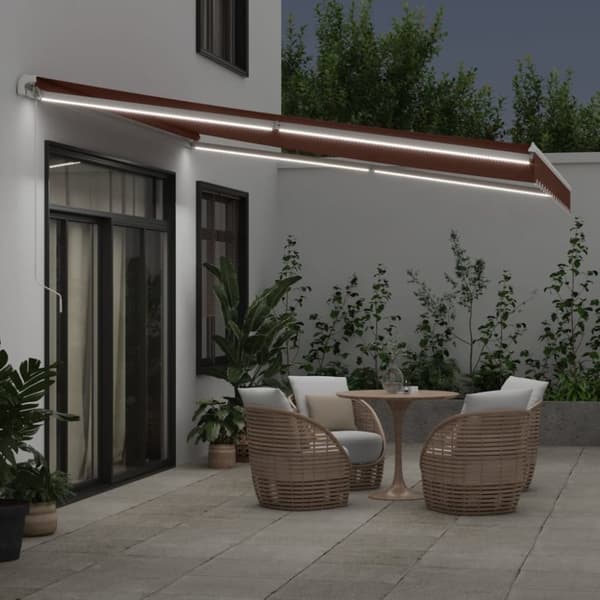 vidaXL Käsin kelattava markiisi LED ruskea 400x300 cm