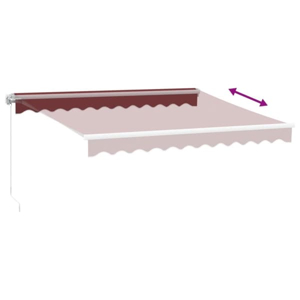 vidaXL Manuell uttrekkbar markise med LED burgunder 300x250 cm