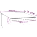 Miniatyrbilde 11 av 11: vidaXL Manuell uttrekkbar markise med LED burgunder 300x250 cm