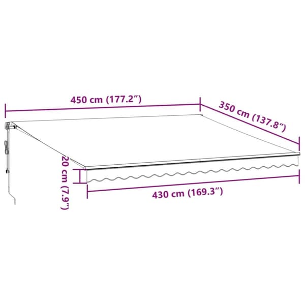 vidaXL Automatisk uttrekkbar markise med LED burgunder 450x350 cm
