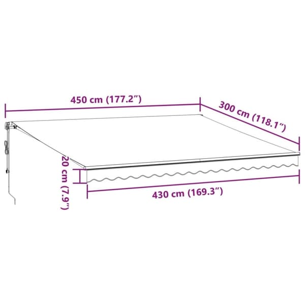 vidaXL markise 450x300 cm automatisk betjening antracitgrå og hvid