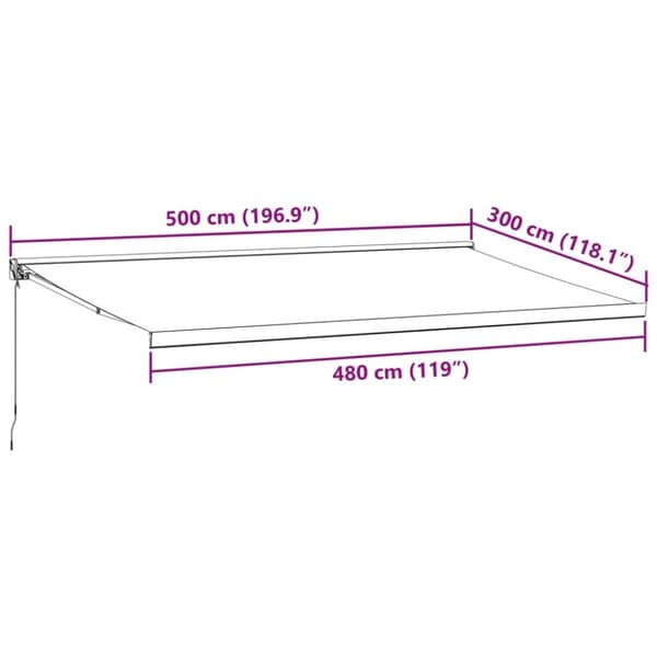 vidaXL Manuell uttrekkbar markise burgunder 500x300 cm