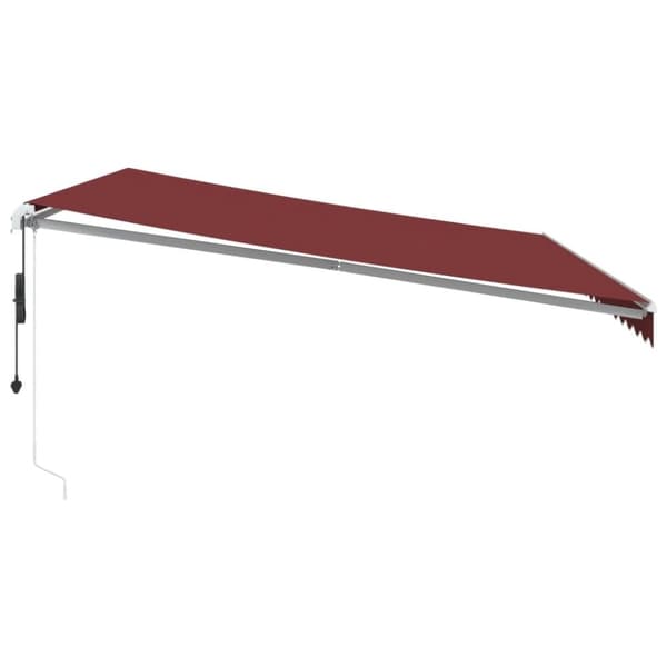 vidaXL Markis automatiskt infällbar med LED vinröd 450x300 cm