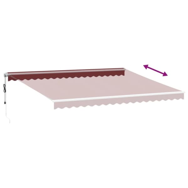 vidaXL Markis automatiskt infällbar med LED vinröd 450x300 cm