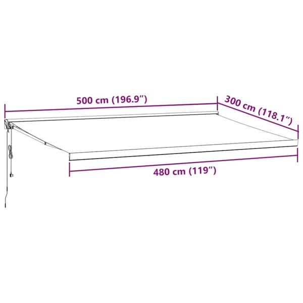 vidaXL Automatisk uttrekkbar markise burgunder 500x300 cm