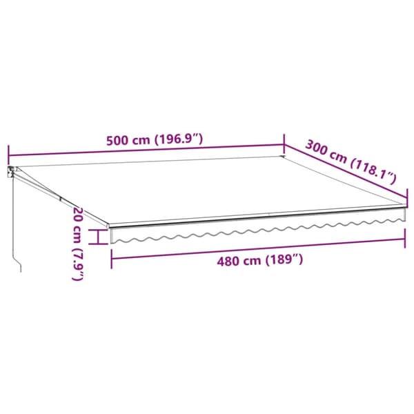 vidaXL markise 500x300 cm automatisk betjening brun